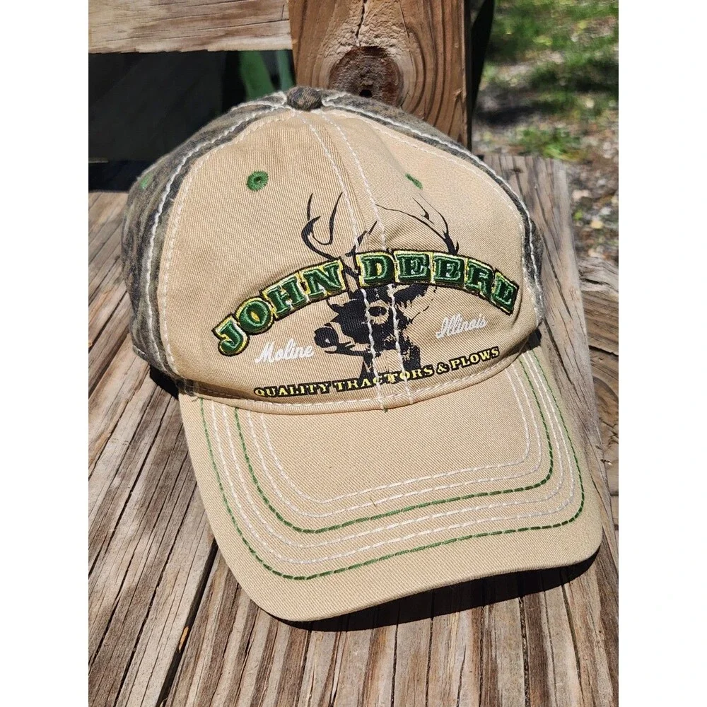 John Deere Embroidered Hat Mossy Oak Bottomland Camo Cap